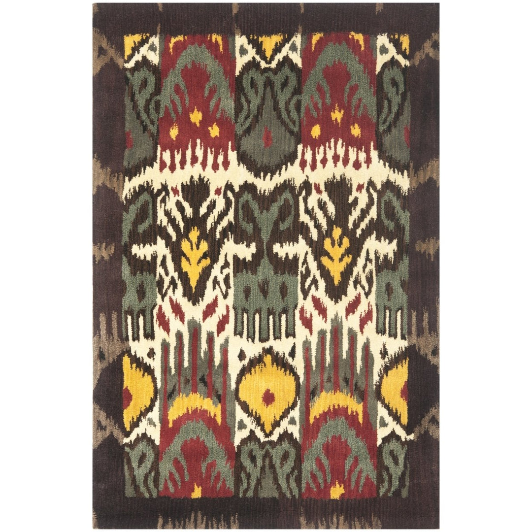 SAFAVIEH Ikat IKT217A Handmade Creme / Brown Rug Image 1