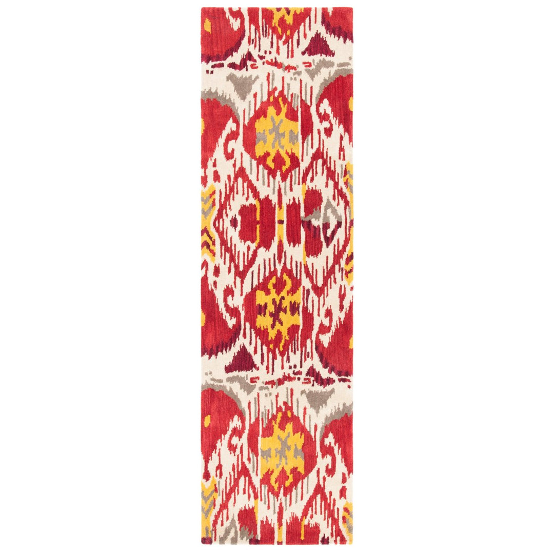 SAFAVIEH Ikat Collection IKT226A Handmade Ivory / Red Rug Image 4