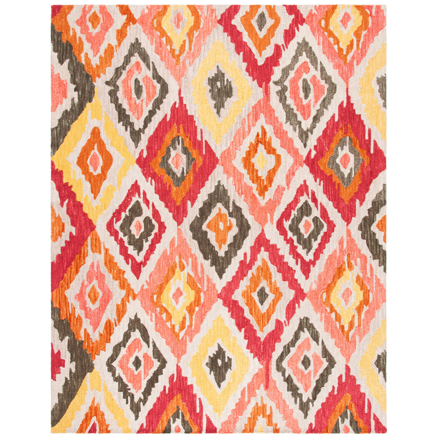 SAFAVIEH Ikat Collection IKT337B Handmade Beige/Pink Rug Image 1