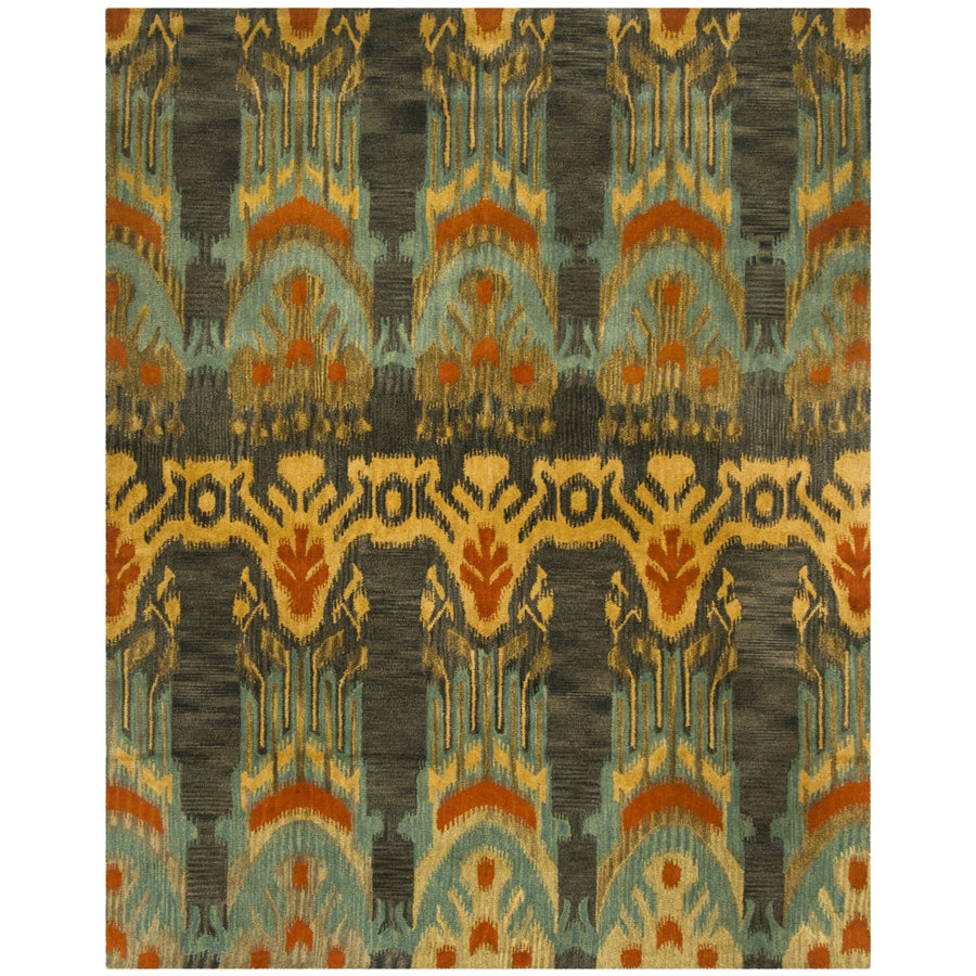 SAFAVIEH Ikat Collection IKT464B Handmade Olive/Gold Rug Image 1