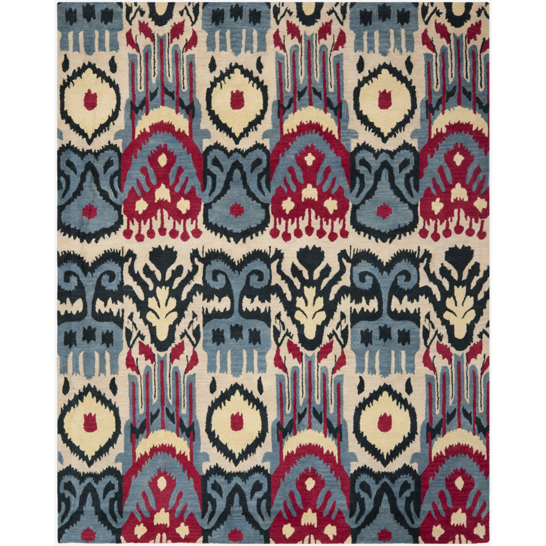 SAFAVIEH Ikat Collection IKT466A Handmade Beige/Blue Rug Image 1