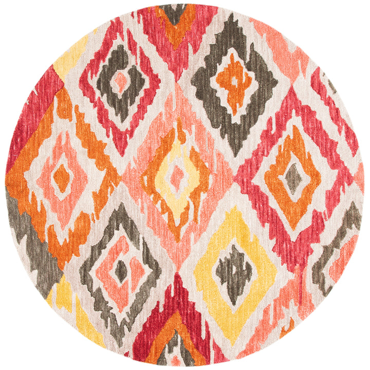 SAFAVIEH Ikat Collection IKT337B Handmade Beige/Pink Rug Image 4