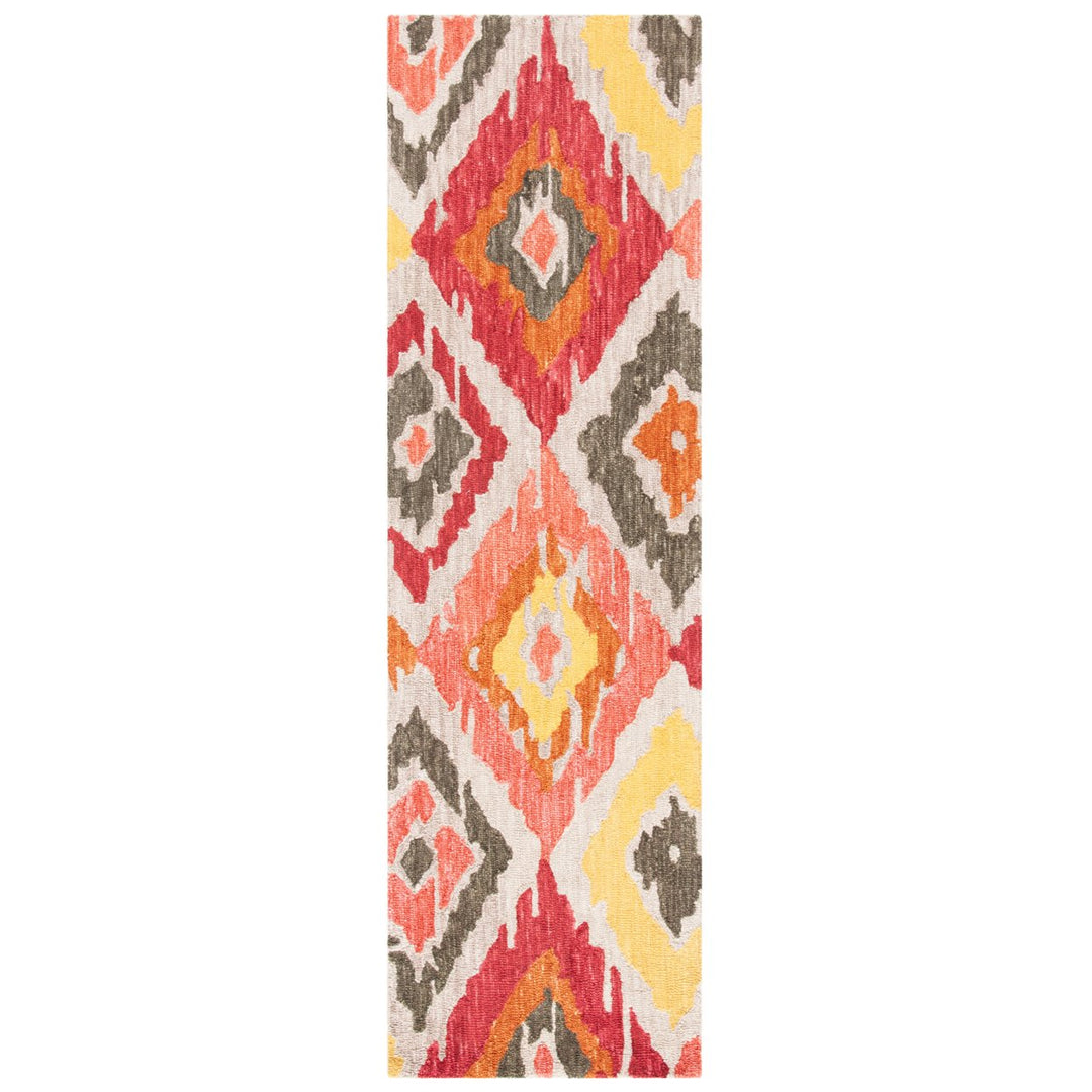 SAFAVIEH Ikat Collection IKT337B Handmade Beige/Pink Rug Image 1