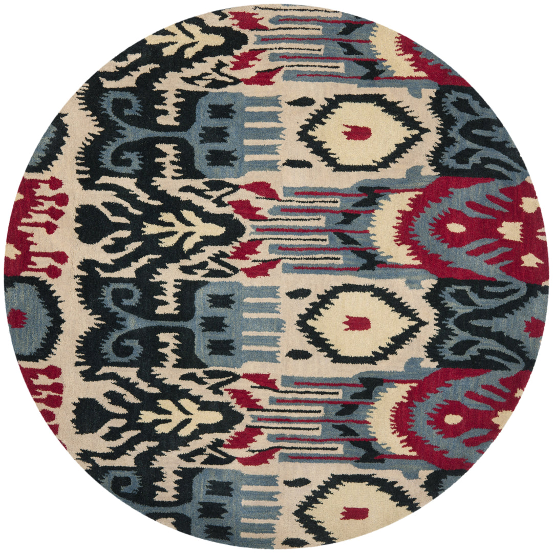 SAFAVIEH Ikat Collection IKT466A Handmade Beige/Blue Rug Image 4