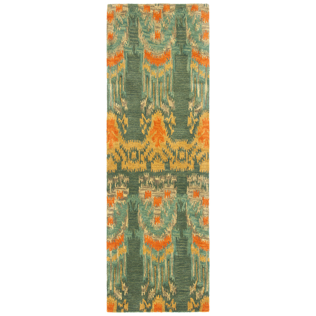 SAFAVIEH Ikat Collection IKT464B Handmade Olive/Gold Rug Image 5