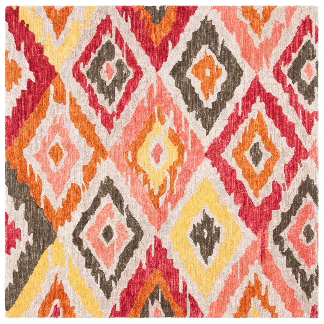 SAFAVIEH Ikat Collection IKT337B Handmade Beige/Pink Rug Image 6