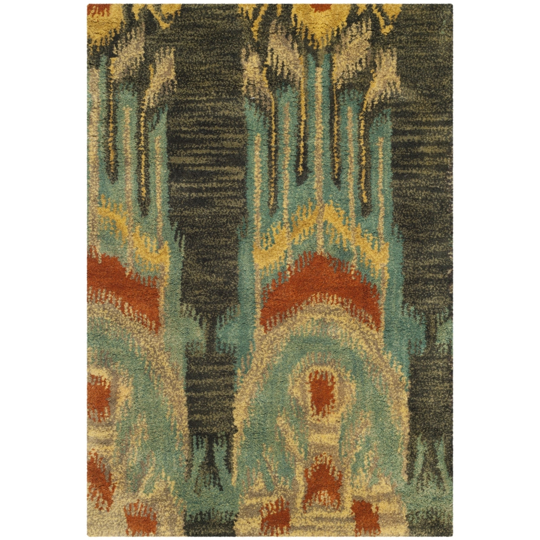 SAFAVIEH Ikat Collection IKT464B Handmade Olive/Gold Rug Image 9