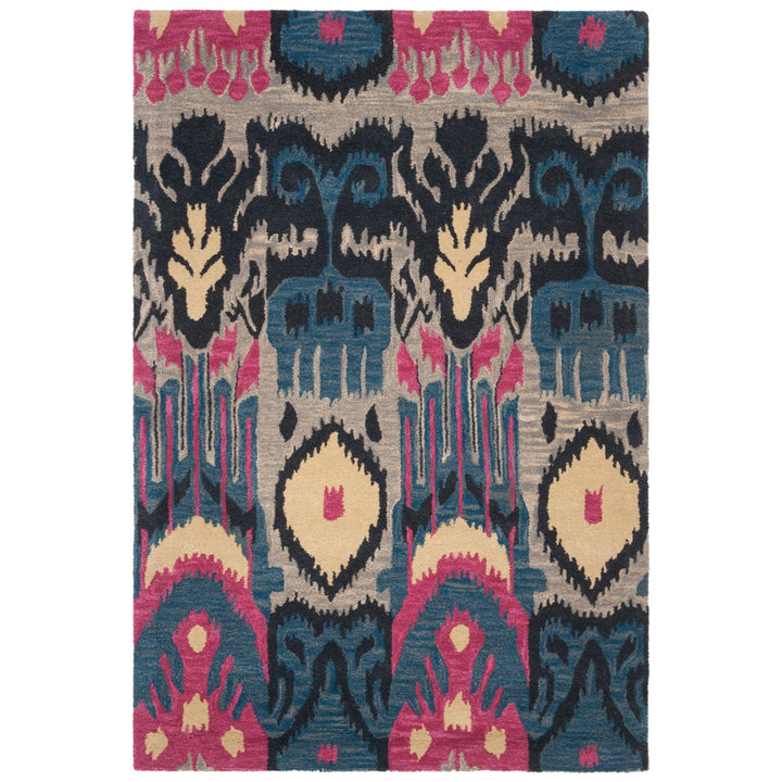 SAFAVIEH Ikat Collection IKT466A Handmade Beige/Blue Rug Image 9