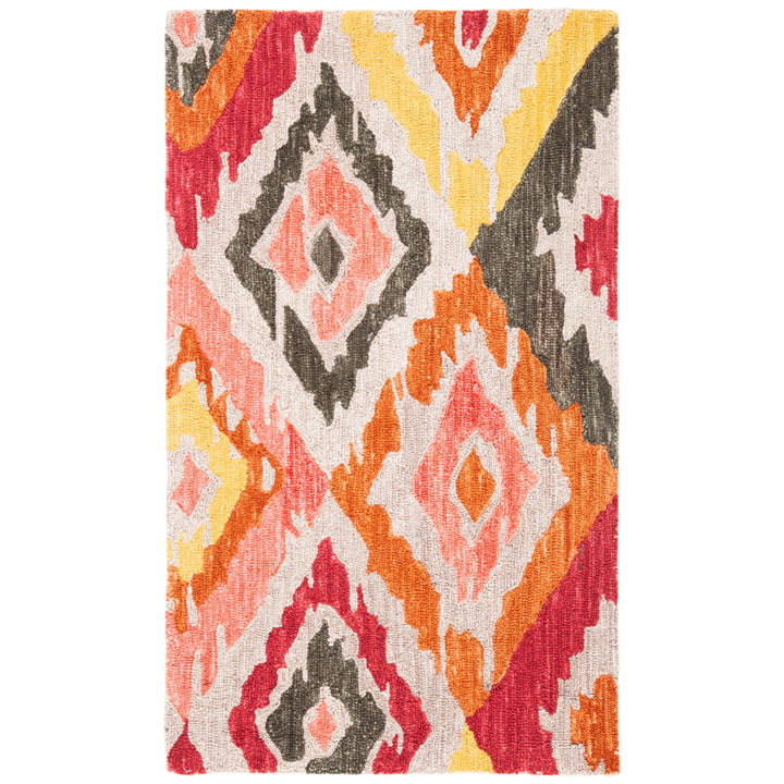 SAFAVIEH Ikat Collection IKT337B Handmade Beige/Pink Rug Image 10