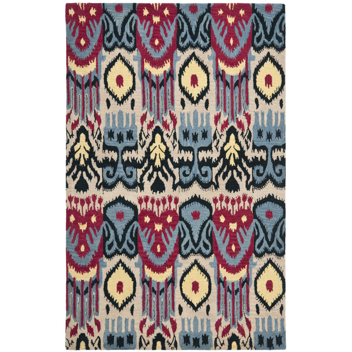 SAFAVIEH Ikat Collection IKT466A Handmade Beige/Blue Rug Image 10