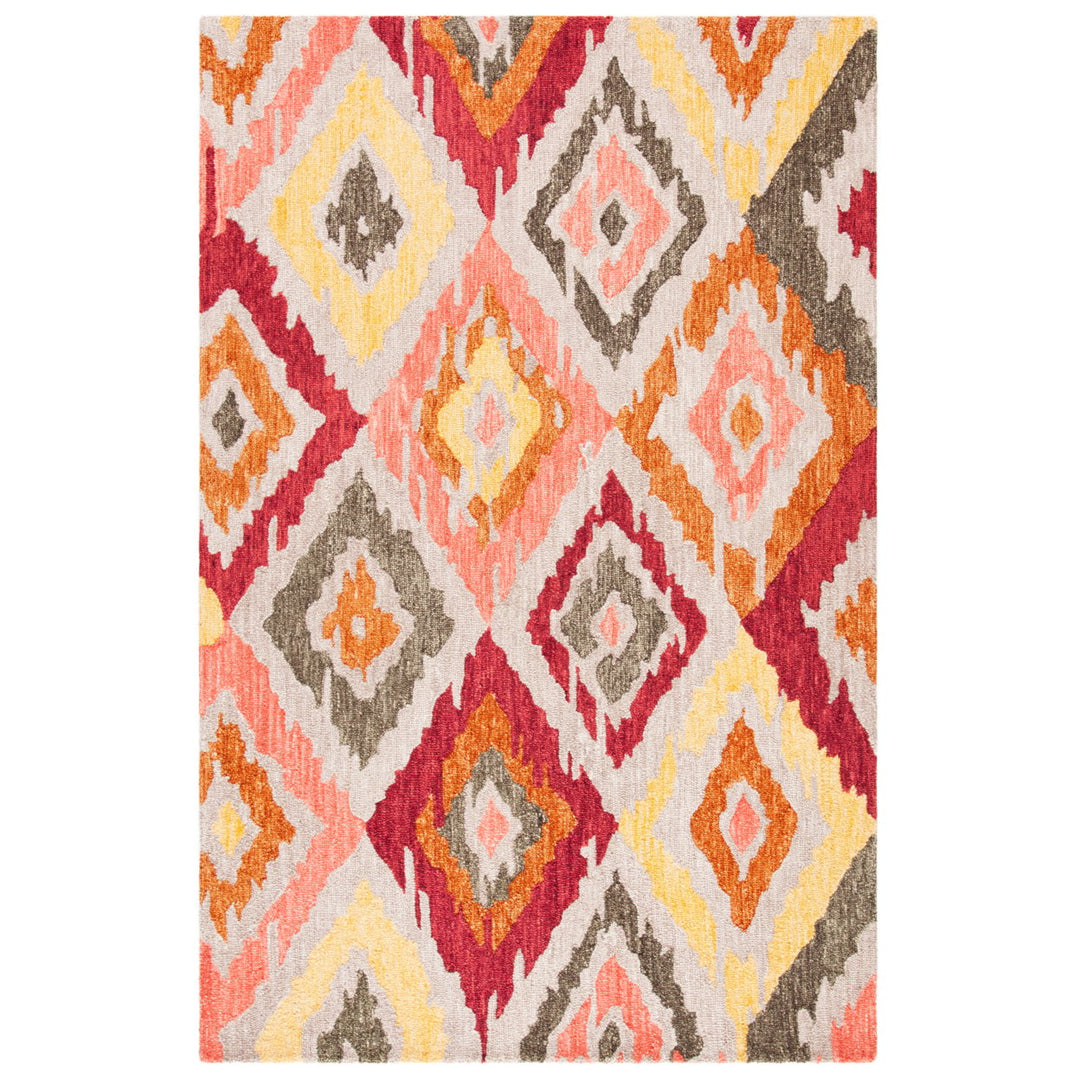 SAFAVIEH Ikat Collection IKT337B Handmade Beige/Pink Rug Image 1