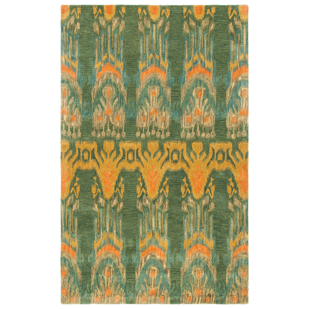 SAFAVIEH Ikat Collection IKT464B Handmade Olive/Gold Rug Image 11