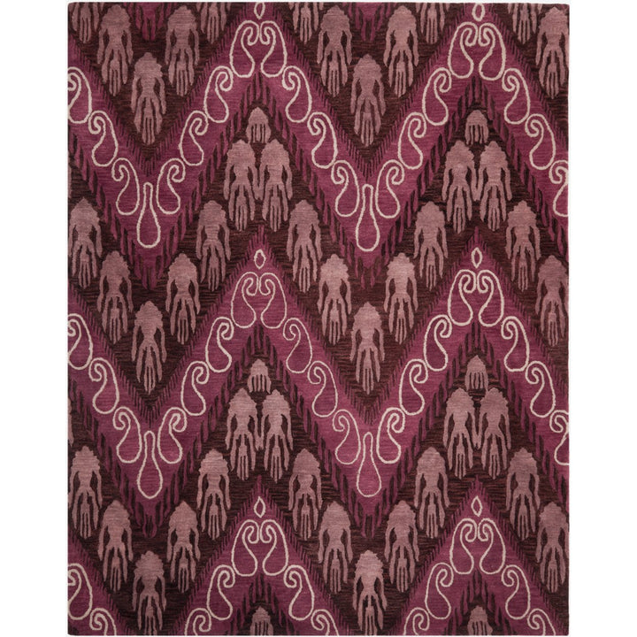 SAFAVIEH Ikat IKT473A Handmade Dark Brown / Purple Rug Image 1