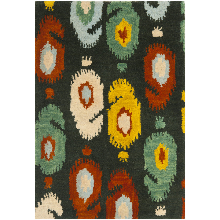 SAFAVIEH Ikat IKT471A Handmade Charcoal / Multi Rug Image 7