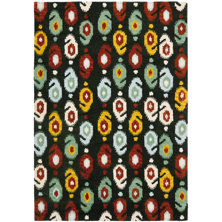 SAFAVIEH Ikat IKT471A Handmade Charcoal / Multi Rug Image 8