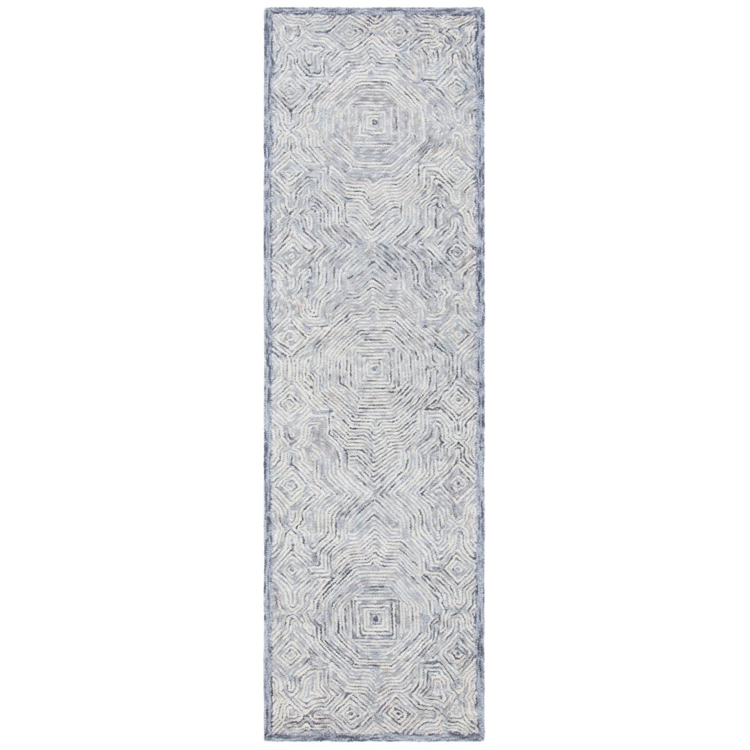 SAFAVIEH Ikat Collection IKT506G Handmade Silver Rug Image 1