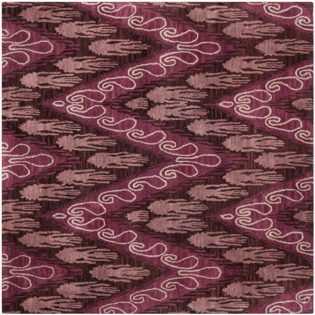 SAFAVIEH Ikat IKT473A Handmade Dark Brown / Purple Rug Image 6