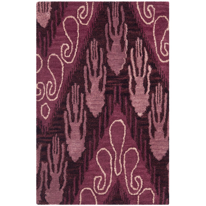 SAFAVIEH Ikat IKT473A Handmade Dark Brown / Purple Rug Image 8