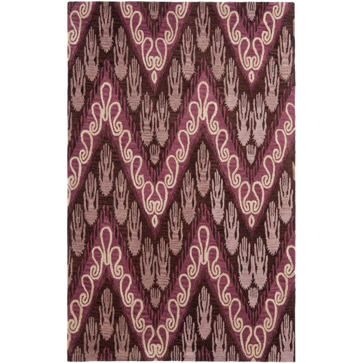 SAFAVIEH Ikat IKT473A Handmade Dark Brown / Purple Rug Image 9