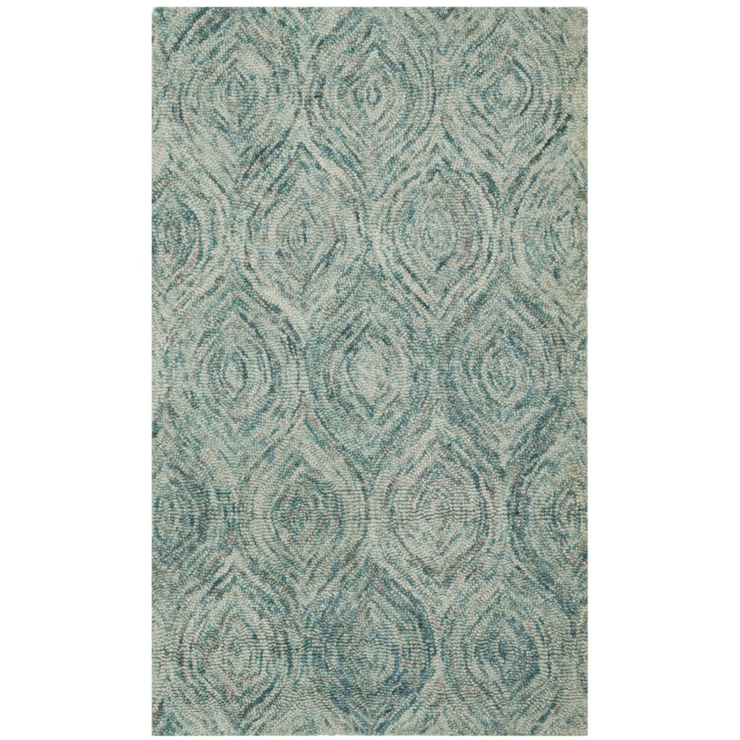 SAFAVIEH Ikat IKT631A Handmade Ivory / Sea Blue Rug Image 1