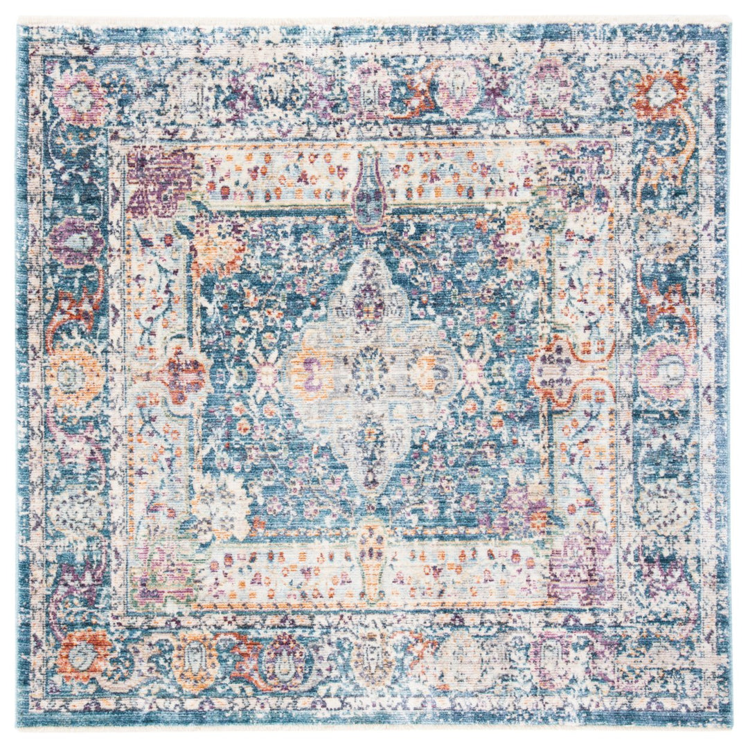 SAFAVIEH Illusion Collection ILL704K Teal / Cream Rug Image 1