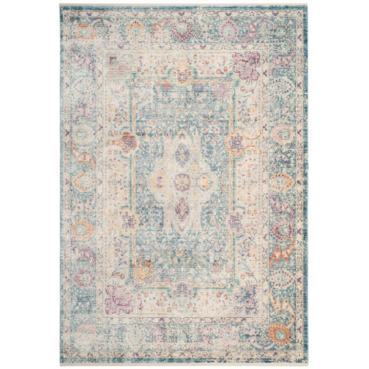 SAFAVIEH Illusion Collection ILL704K Teal / Cream Rug Image 1