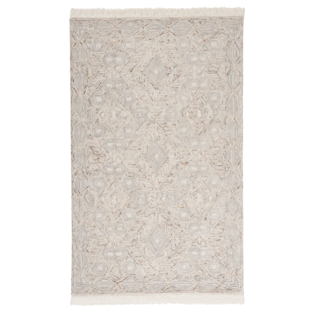 SAFAVIEH Ikat Collection IKT801B Handmade Ivory/Grey Rug Image 1