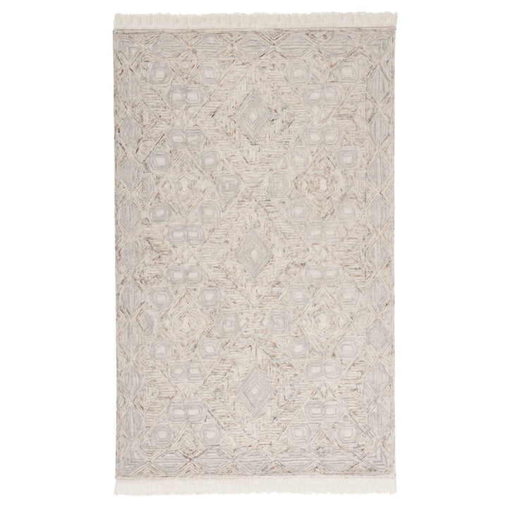 SAFAVIEH Ikat Collection IKT801B Handmade Ivory/Grey Rug Image 1