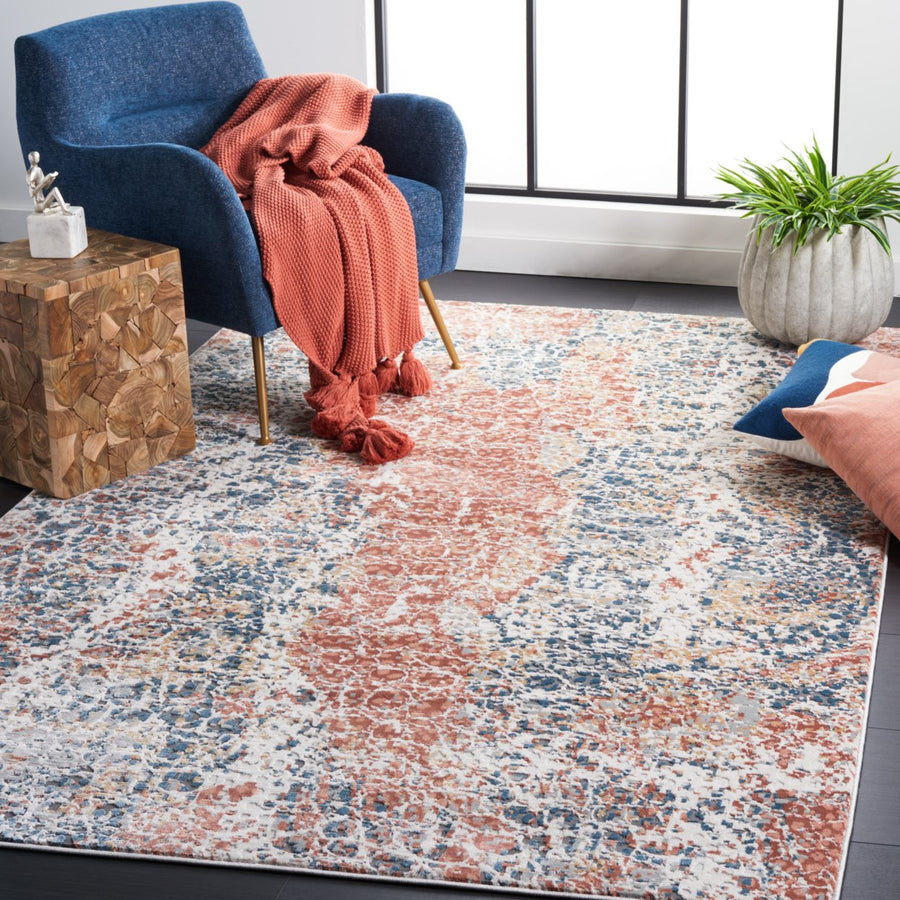 SAFAVIEH Invista Collection INV592P Navy / Rust Rug Image 1