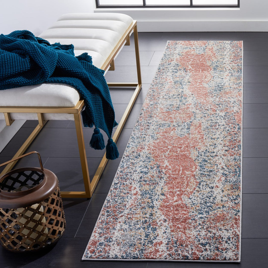 SAFAVIEH Invista Collection INV592P Navy / Rust Rug Image 3