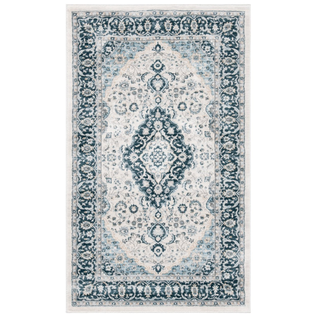 SAFAVIEH Isabella Collection ISA919A Cream/Dark Blue Rug Image 1