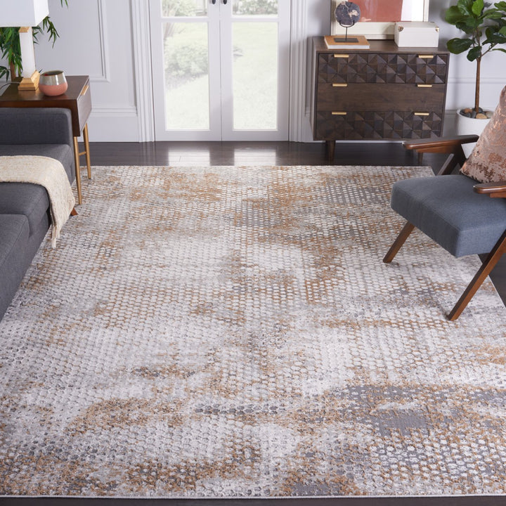 SAFAVIEH Invista Collection INV603B Beige / Grey Rug Image 1