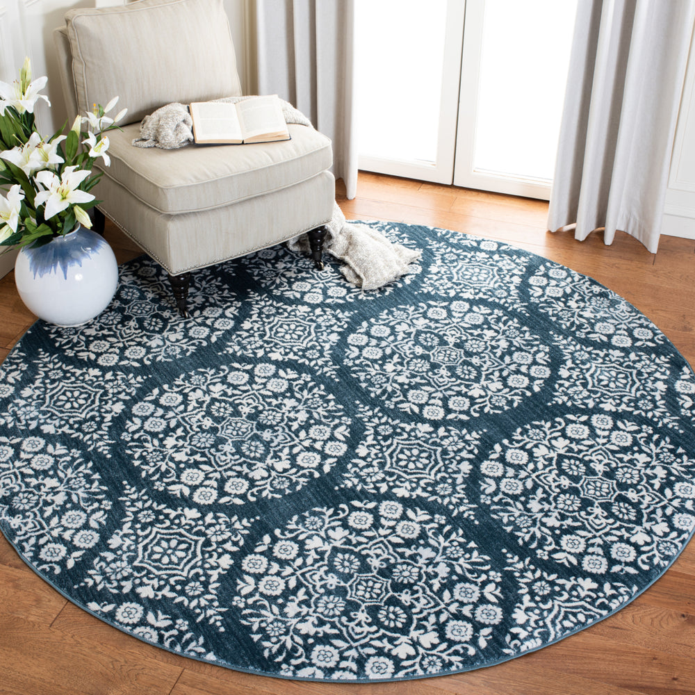 SAFAVIEH Isabella Collection ISA958N Navy / Ivory Rug Image 2