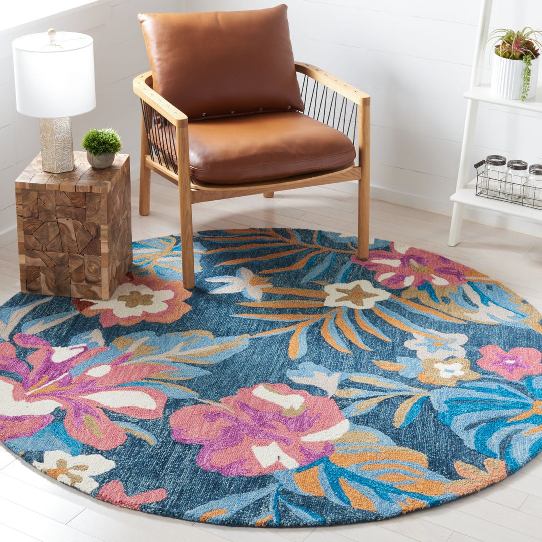 SAFAVIEH Jardin JAR152M Handmade Blue / Pink Rug Image 2