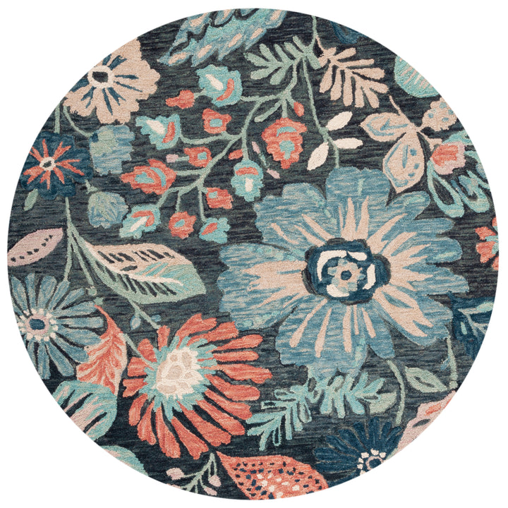 SAFAVIEH Jardin JAR252H Handmade Charcoal / Blue Rug Image 4