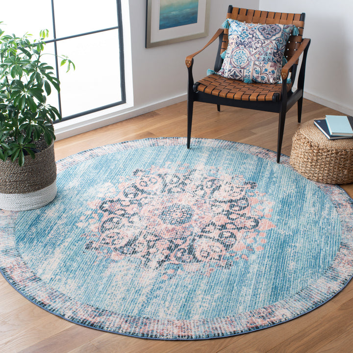 SAFAVIEH Journey Collection JNY152M Turquoise / Pink Rug Image 2