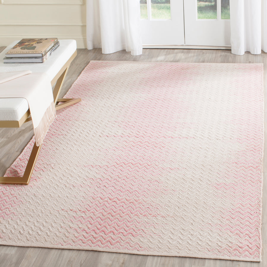 SAFAVIEH Cotton Kilim KLC121E Light Pink / Ivory Rug Image 1