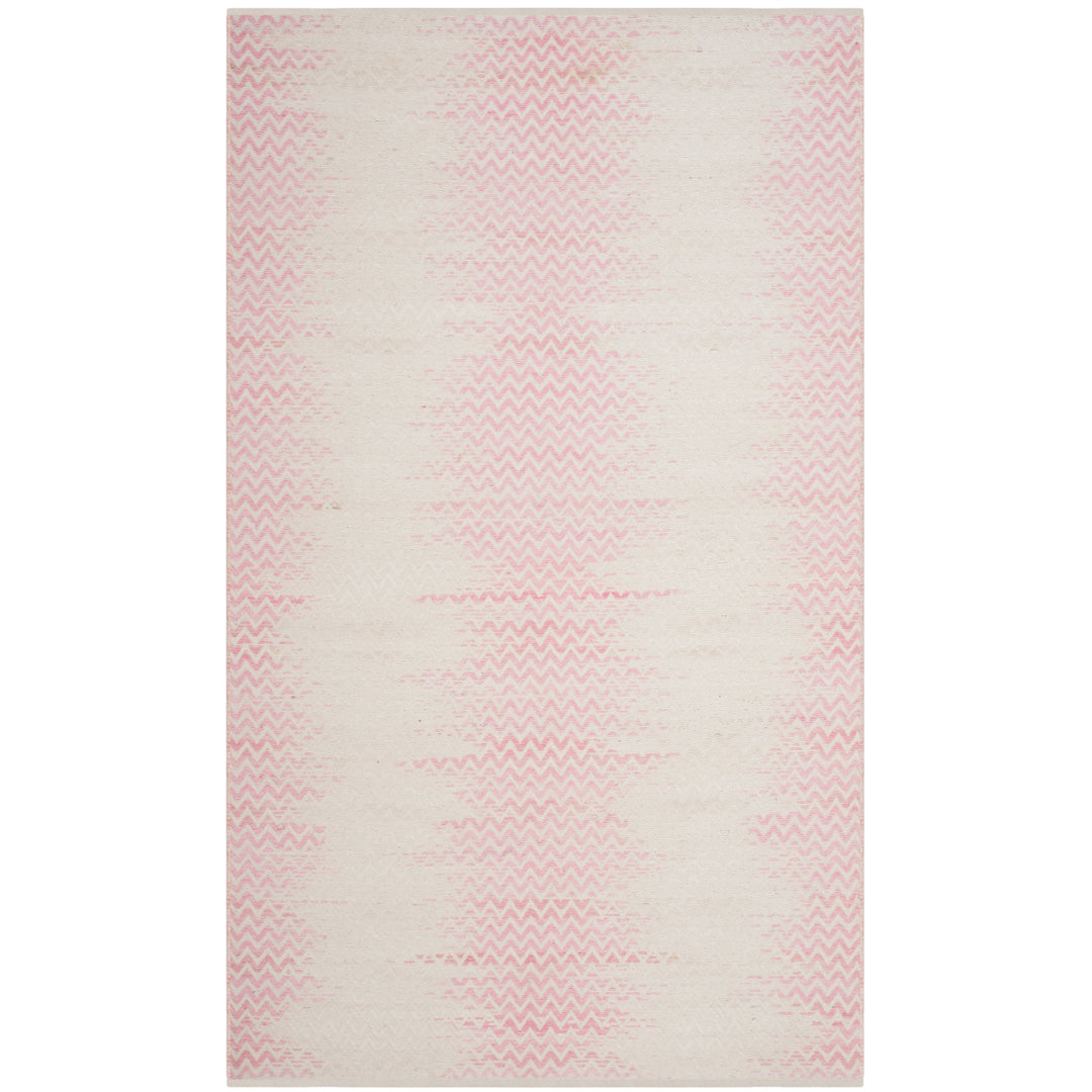 SAFAVIEH Cotton Kilim KLC121E Light Pink / Ivory Rug Image 4