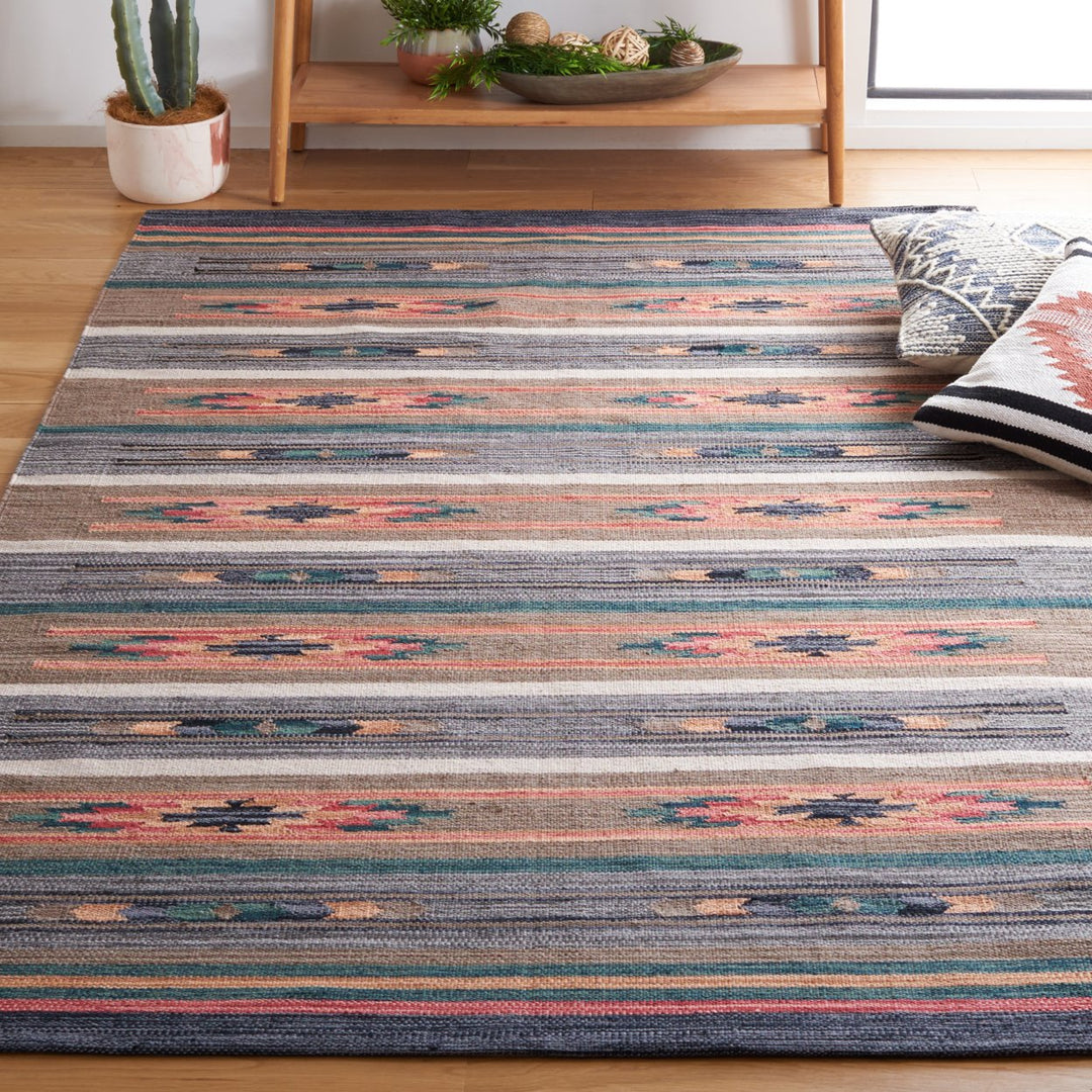 SAFAVIEH Cotton Kilim KLC301F Handmade Grey / Olive Rug Image 1