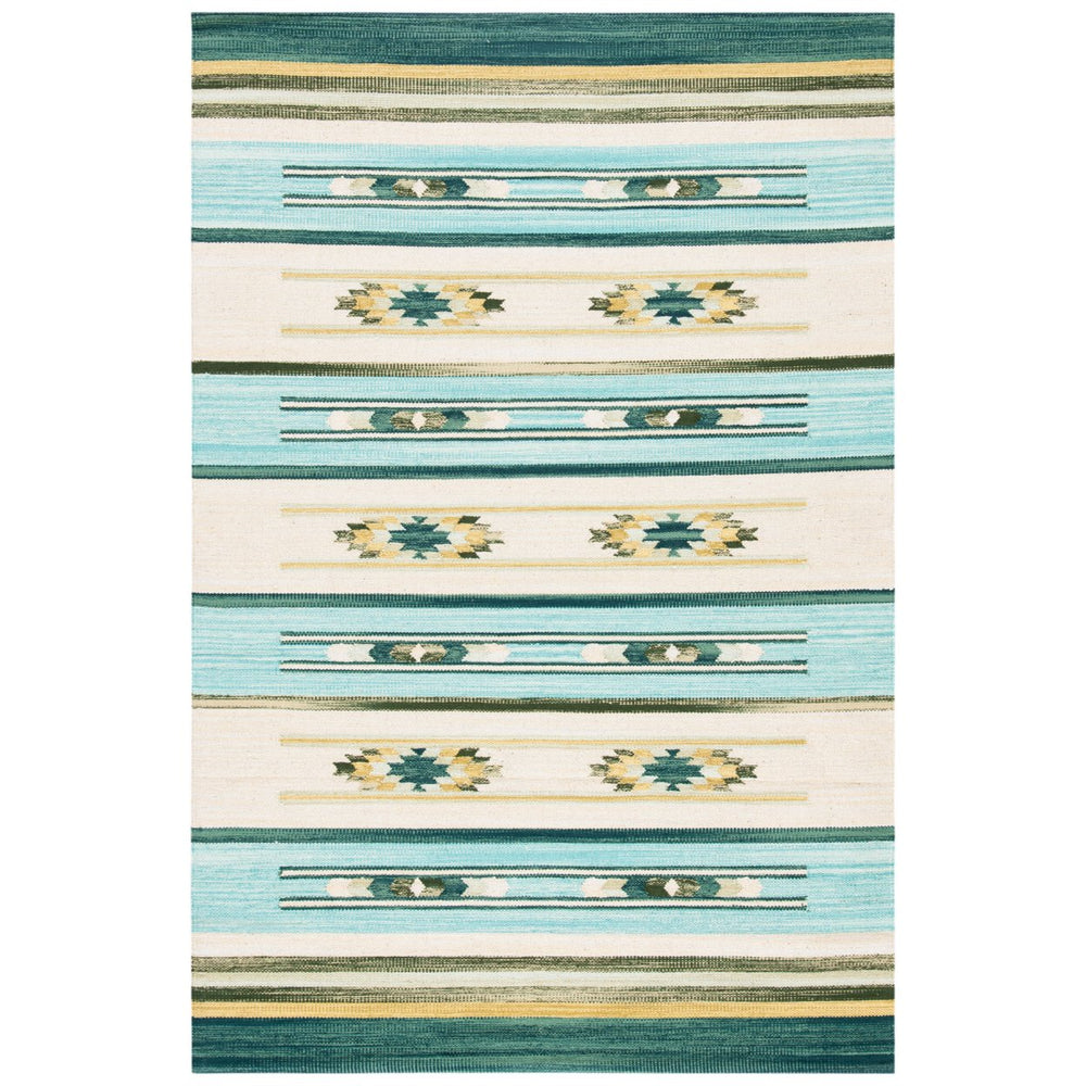 SAFAVIEH Cotton Kilim KLC301J Handmade Aqua / Ivory Rug Image 2