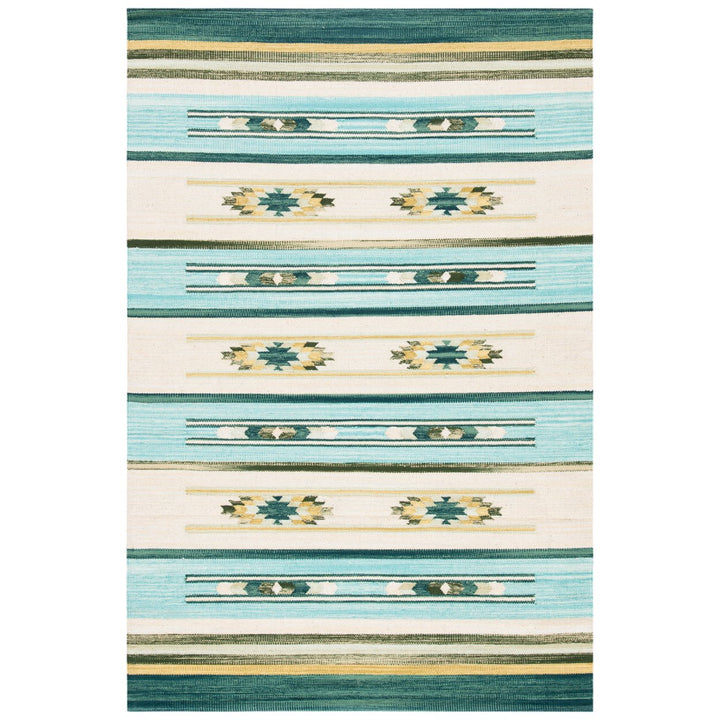 SAFAVIEH Cotton Kilim KLC301J Handmade Aqua / Ivory Rug Image 2