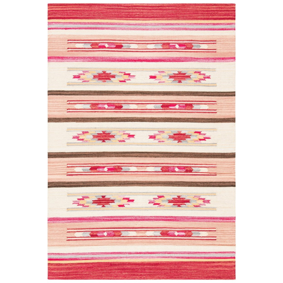 SAFAVIEH Cotton Kilim KLC301Q Handmade Red / Ivory Rug Image 1