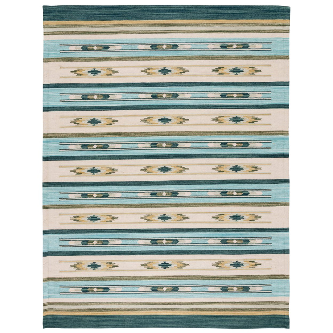 SAFAVIEH Cotton Kilim KLC301J Handmade Aqua / Ivory Rug Image 7