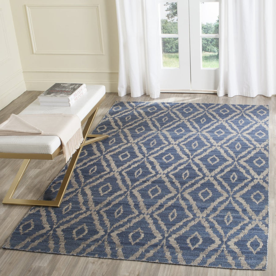 SAFAVIEH Kilim KLM215A Handwoven Blue / Grey Rug Image 1