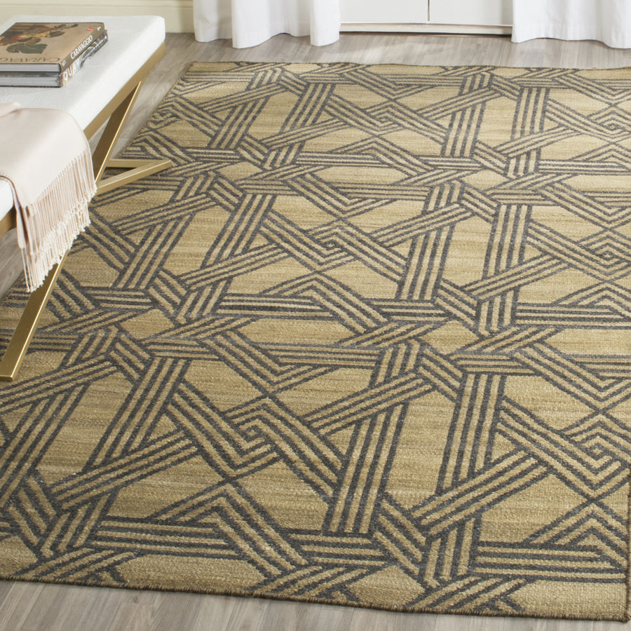 SAFAVIEH Kilim KLM251A Handwoven Olive / Grey Rug Image 1