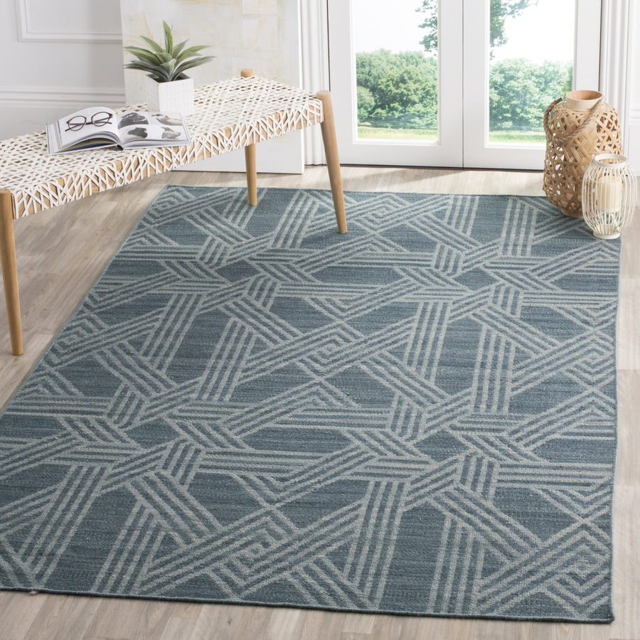 SAFAVIEH Kilim KLM251B Handwoven Blue / Light Blue Rug Image 1