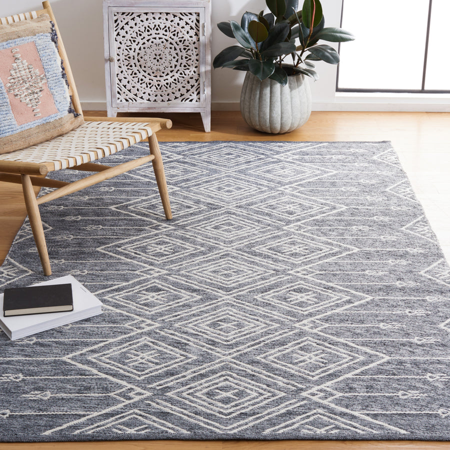 SAFAVIEH Kilim KLM301F Handwoven Grey / Ivory Rug Image 1