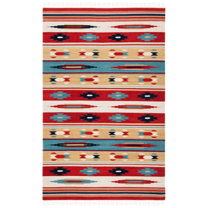 SAFAVIEH Kilim KLM712A Handwoven Beige / Red Rug Image 2