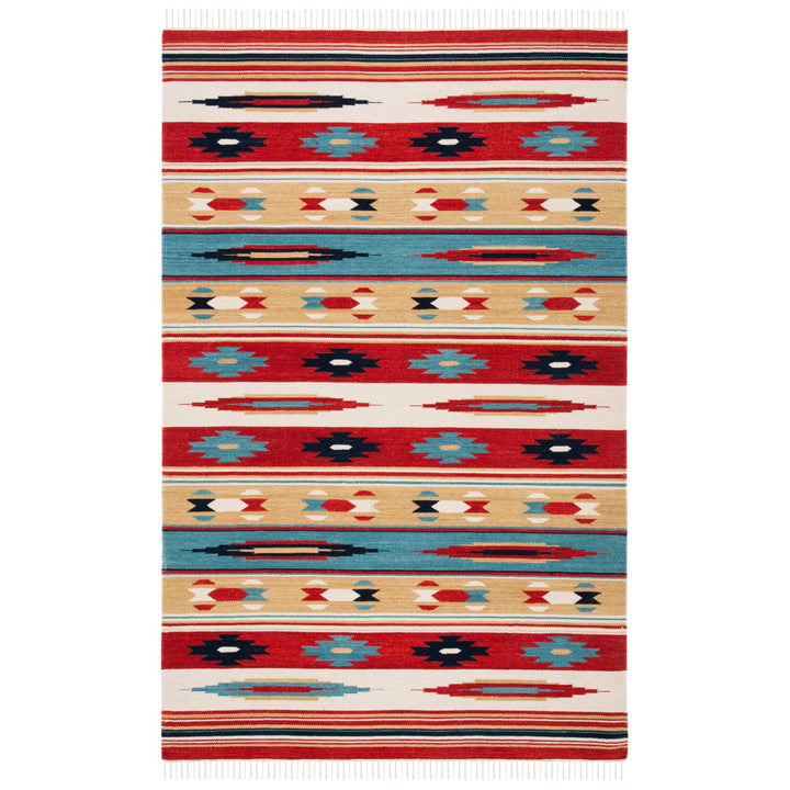 SAFAVIEH Kilim KLM712A Handwoven Beige / Red Rug Image 1