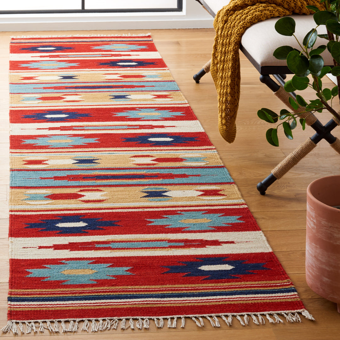 SAFAVIEH Kilim KLM712A Handwoven Beige / Red Rug Image 3